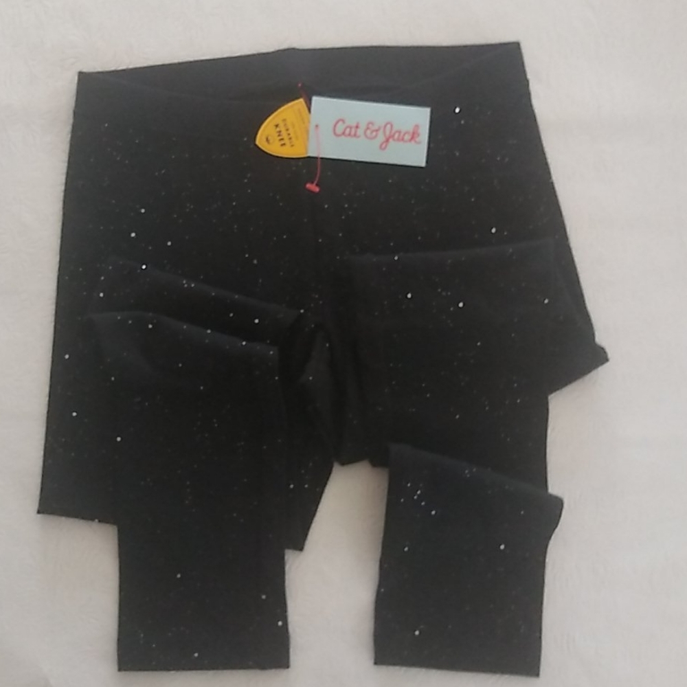 Cat & Jack girls black sparkle leggings size 10/12